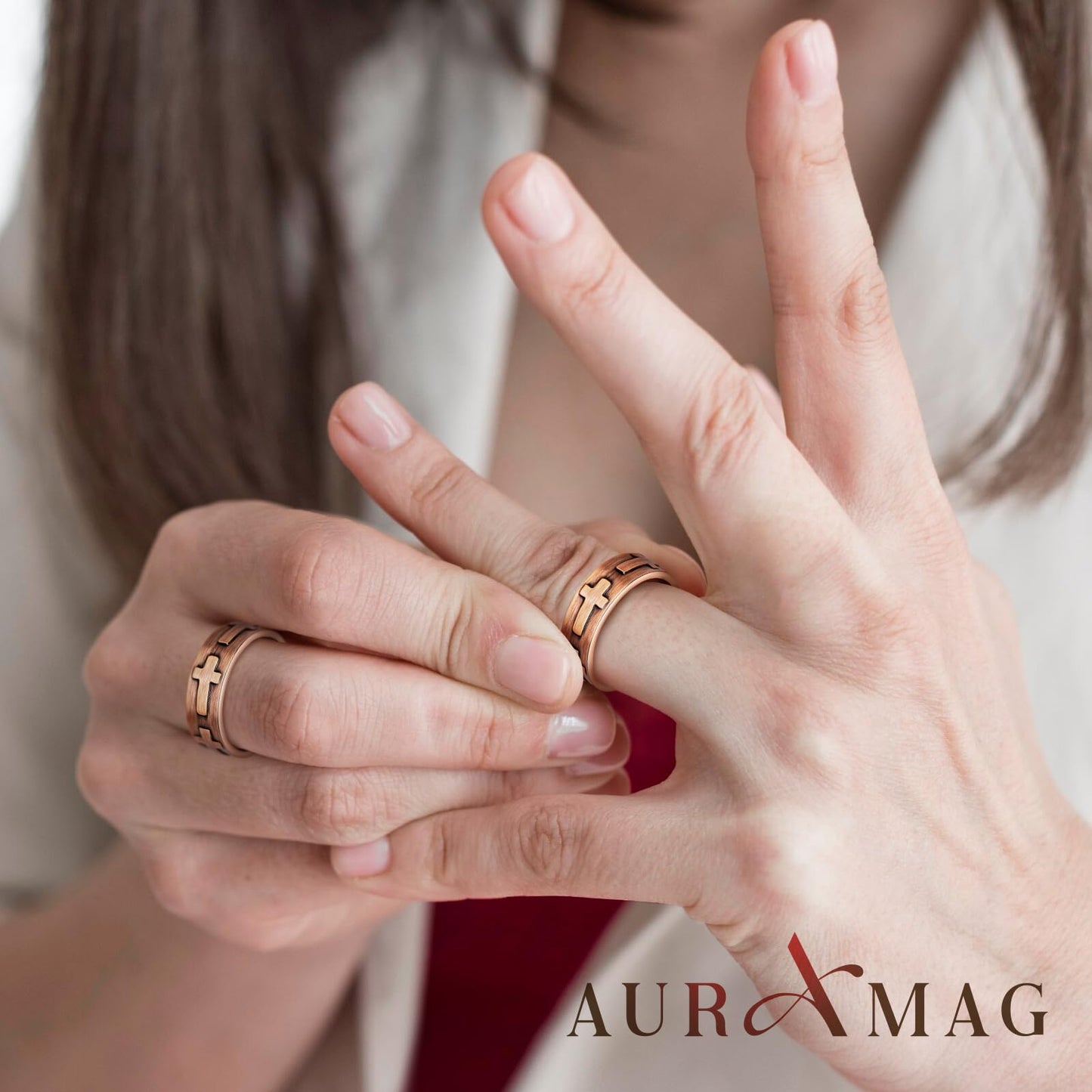 Copper Rings for Women, Magnetic Rings with 3500 Gauss Effective Magnets, 100% Pure Copper Jewelry Gift with Gift Box