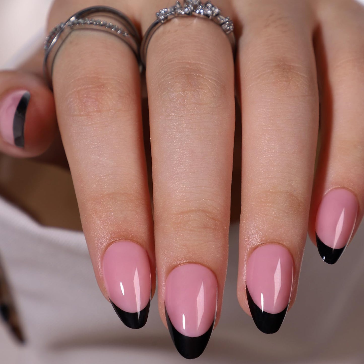 CTTHNBD 6 Packs (144 Pcs) Press on Nails - Almond, French Tip, Medium, Glue on, Gel False Nails for Women - 12 Sizes, 6 Styles