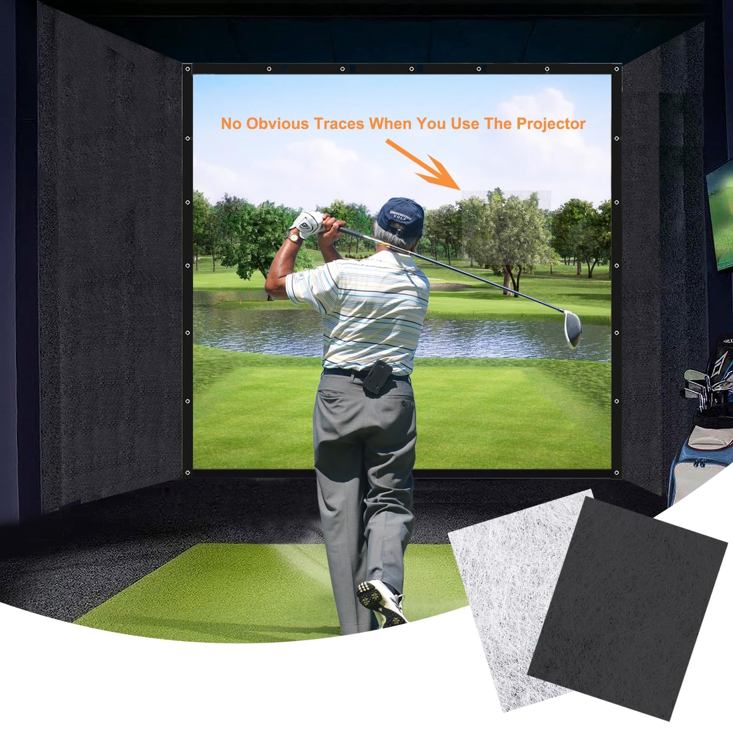 KHAMPA Golf Simulator Screen Patch Kit - Pack of 2 Adhesive Screen Patches (Peel & Stick, Iron-On for Strong Bond)