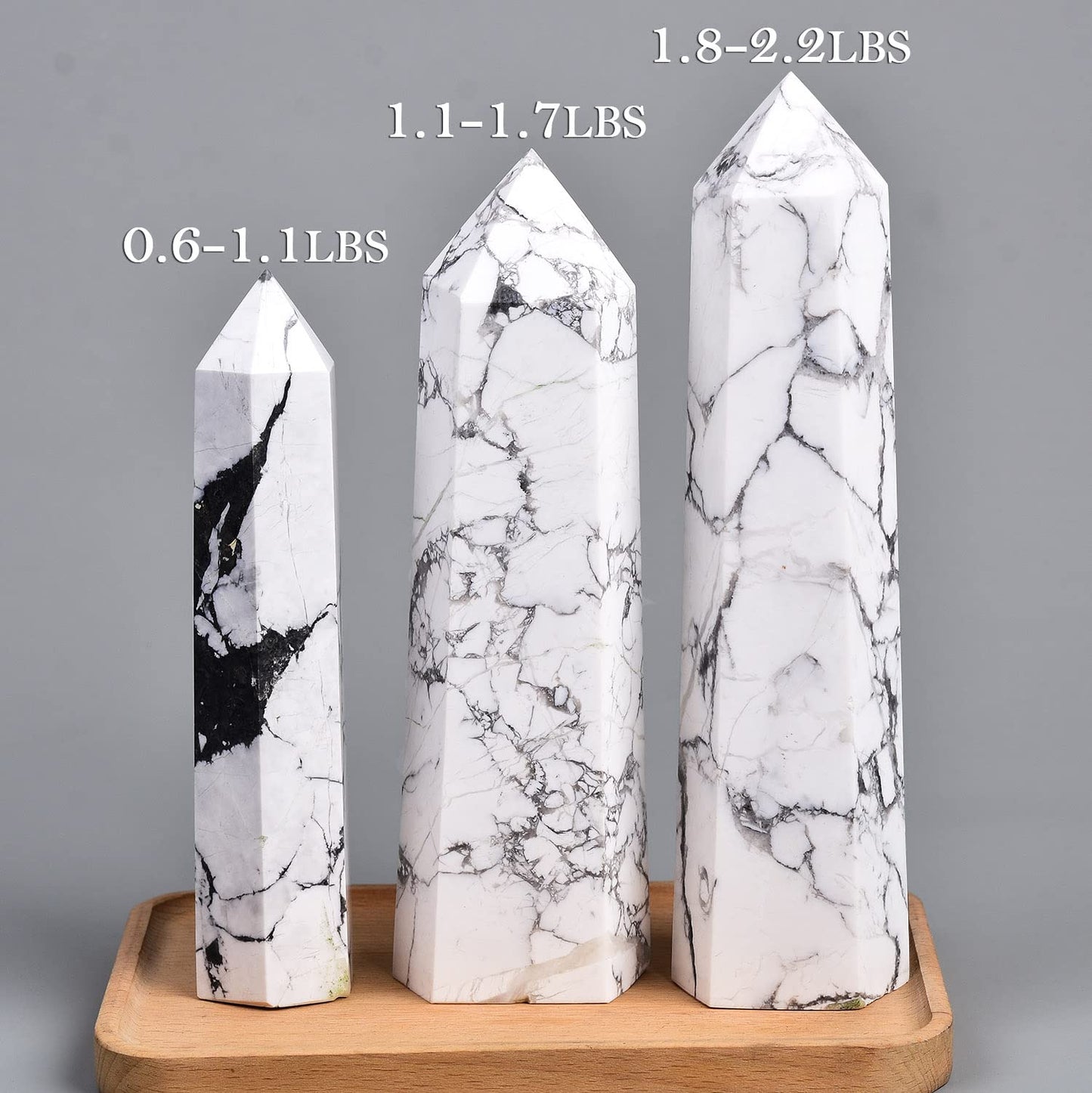 AMOYSTONE White Howlite Stone Tower Large Healing Crystal Obelisk Wand Crystal Decor Spiritual Gifts 1.1-1.7 LBS
