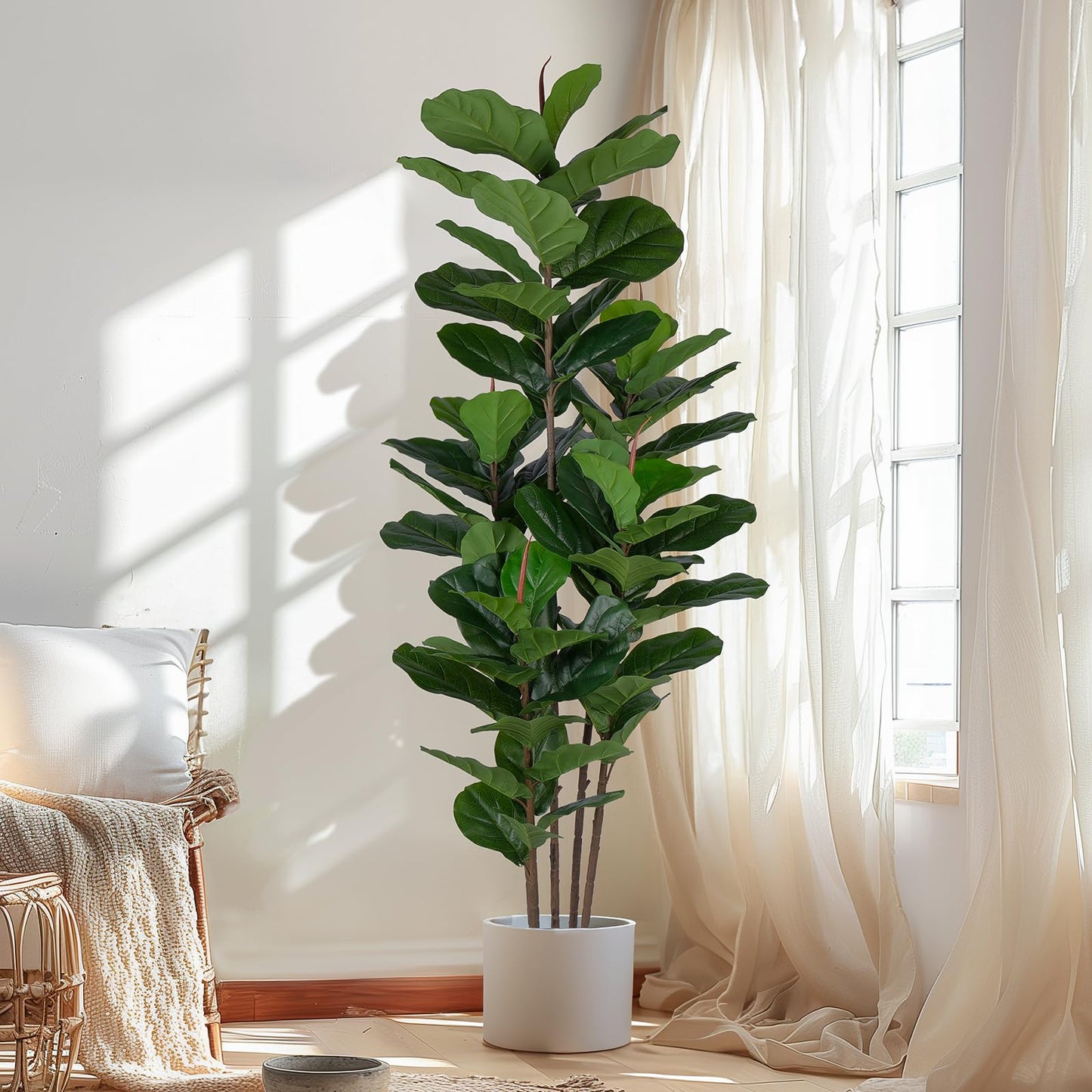 Yepdin 2 Pack Fiddle Leaf Fig Tree - Artificial Ficus Tree with Tall Artificial Plants Large 69 Fiddle Leaves -Fake Trees for Indoor Outdoor Home Decor Living Room