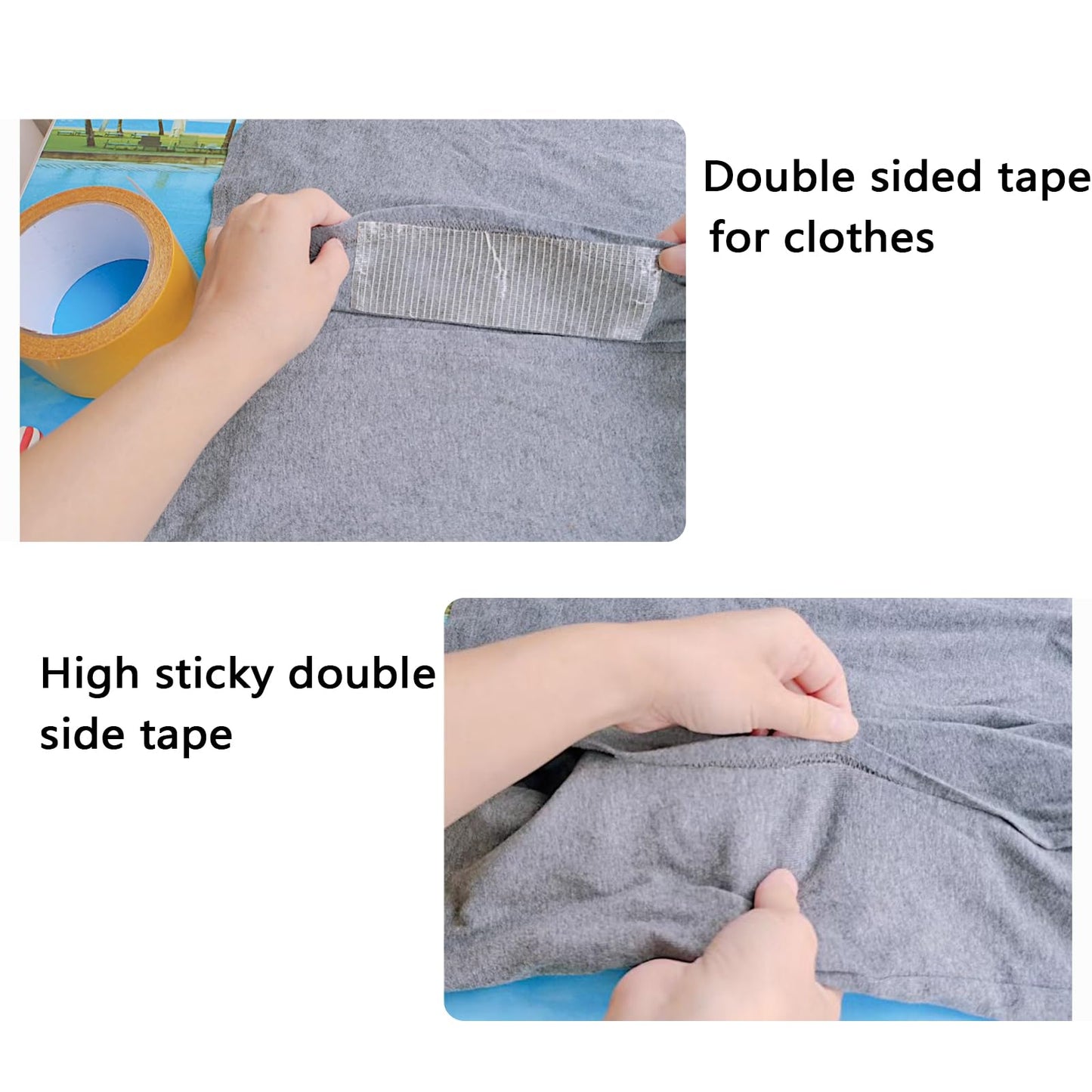WENSSKKU Double Sided Fabric Tape Heavy Duty,Multifunctional Double Stick Carpet/Fabric Tape,1inch/2inchx33FT10m High Stickness Strong 2 Sided Tape 2 Rolls