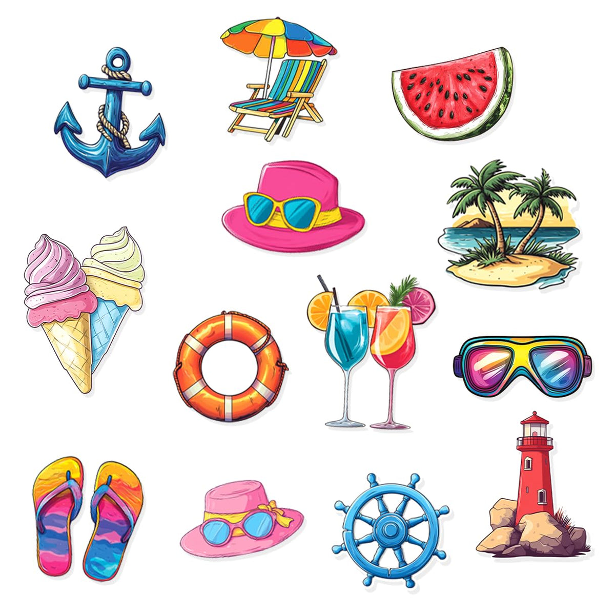 Tropical Summer Beach Vacation Stickers Pack 24Pcs Vinyl Waterproof for Laptop Water Bottle Scrapbook Travel Journal DIY Decorations Teens Adults Hard Bottles Wall (24 Count)