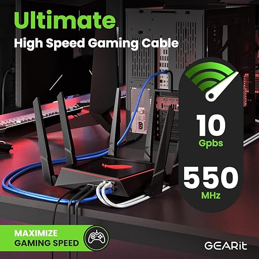 GEARit Cat 6 Ethernet Cable Pack - 10-Pack 50 ft Cat6 Ethernet Patch Cables | RJ45 Network Patch Cable, 10 Gbps Snagless Gold-Plated Connectors - Ethernet Cable Cat 6 for PC, TV, Router - Black