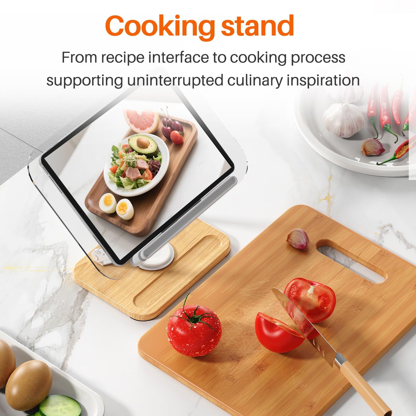 BYMECOST Acrylic Book Stand for Reading, 360°Rotating Book Holder with Pen Slot, Adjustable Height and Angle, Elastic Clips for Cookbook Stand, Foldable Desktop Riser for Laptop,Tablet,Recipe,Magazine