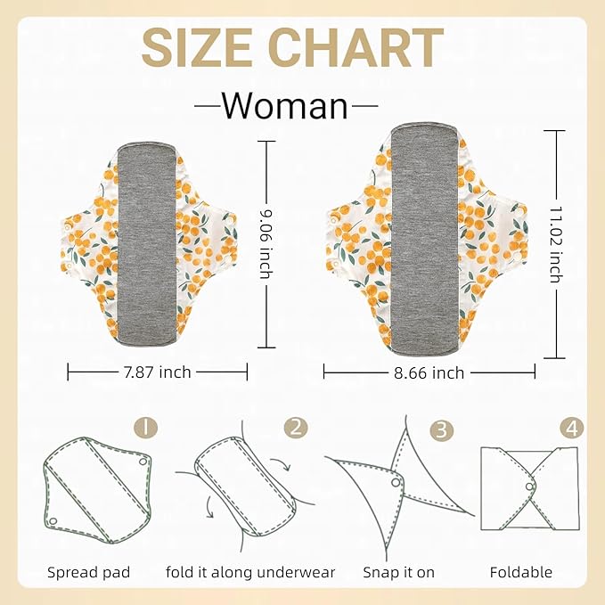 WEEOATAR Reusable Menstrual and Incontinence Pads - Graphene Panty Liners, Washable Sanitary Napkins, Pack of 3 With 1 Cloth Mini Wet Bag (Yellow, Pink & Grey, L)