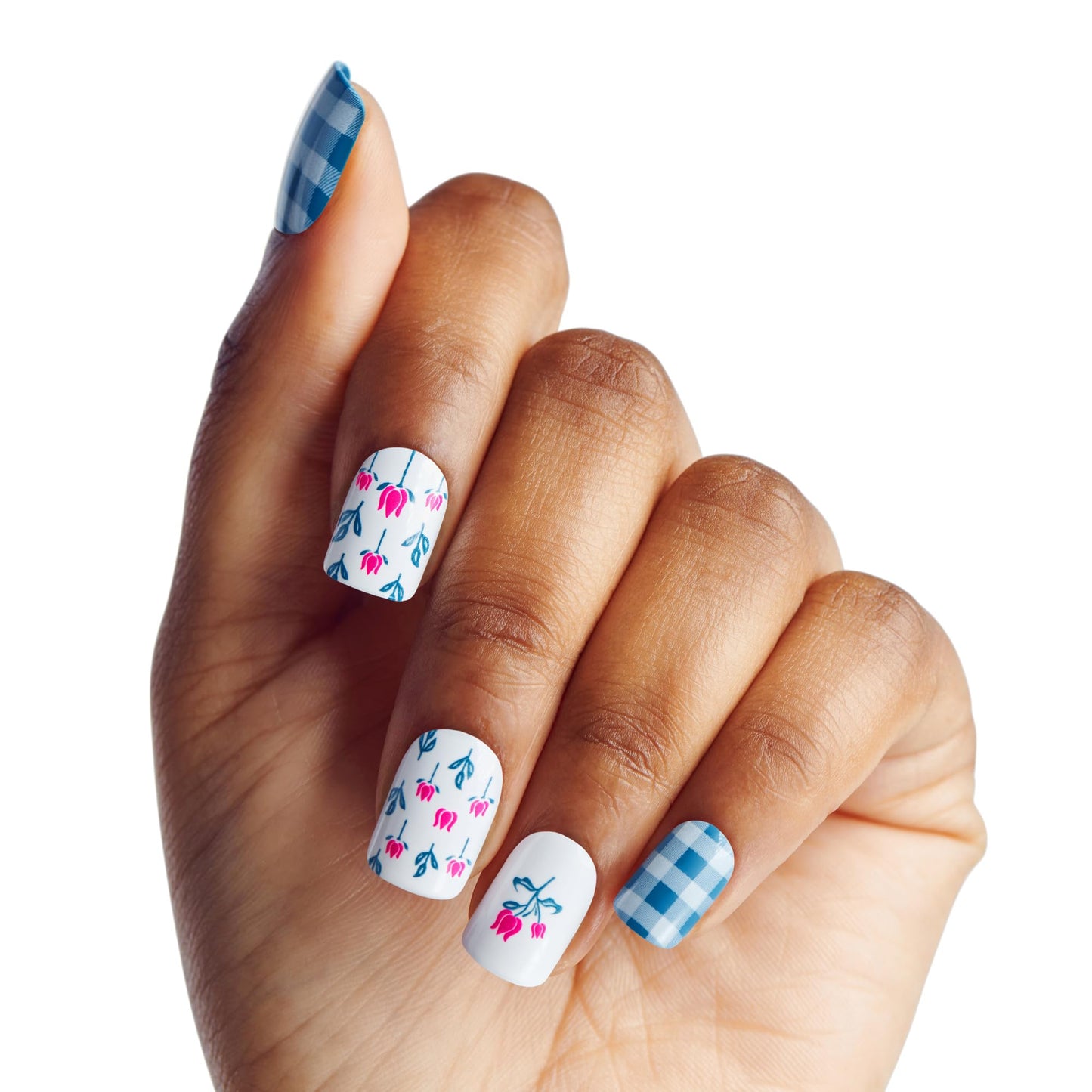 WICKED X KISS Press On Nails, ‘Marvelous Munchkinland’, Blue, Short Squoval, Waterproof, Chip Proof, Smudge Proof, 28 Fake Nails, Pink Gel Nail Glue (2g), Mini Nail File, & Manicure Stick