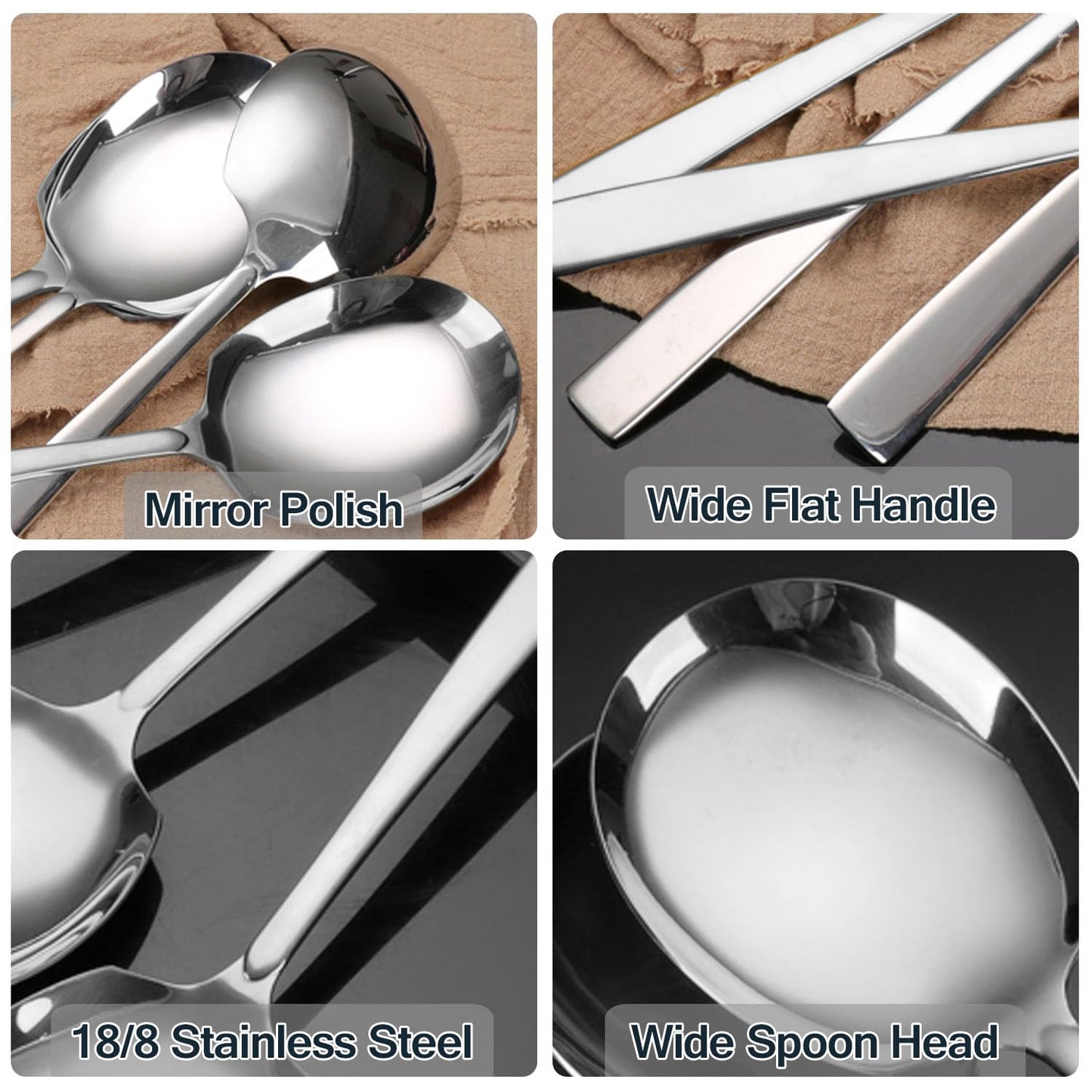 Large Serving Spoons Set Stainless Steel 12 Inch Serving Utensils for Buffet Catering Dishwasher Safe(2-pieces, Silver)