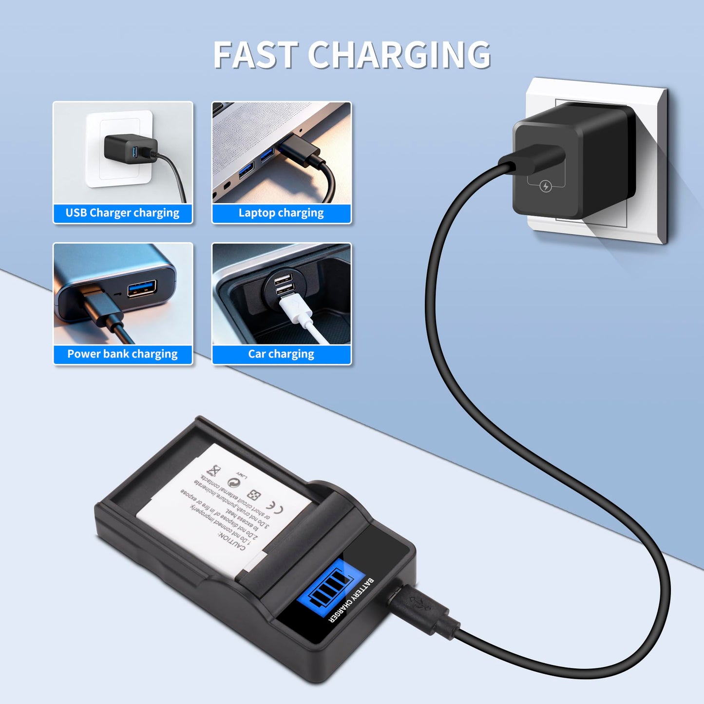 TZRONG 2Pack Battery & LCD Slim USB Charger for Canon NB-8L, NB8L, CB-2LAE and Canon PowerShot A2200, PowerShot A3000 is, PowerShot A3100 is, PowerShot A3200 is, PowerShot A3300 is Cameras