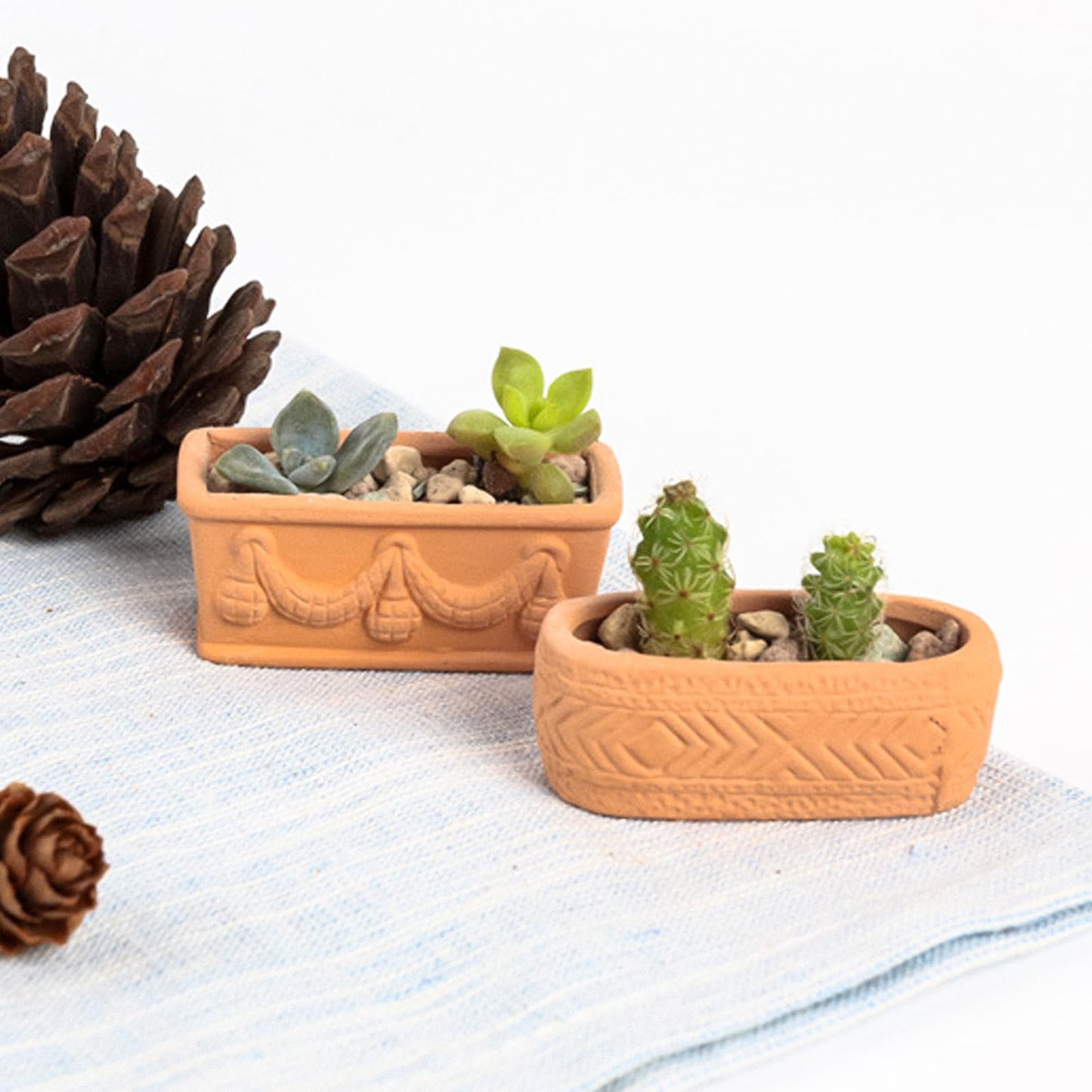 HANABASS Red Pottery Basin Ceramic Planter for Succulent Plants Small Desktop Flower Pot for Home Office Study Room Decoration