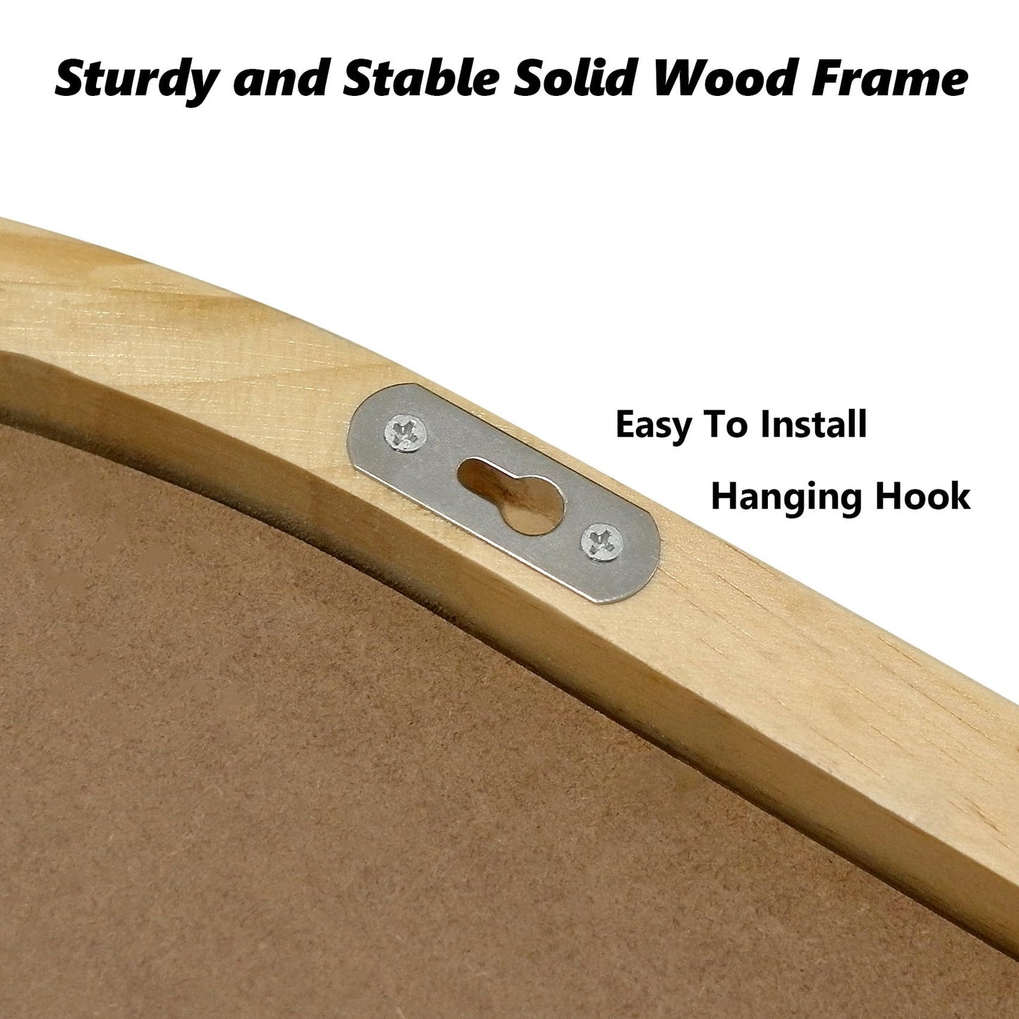 YXDXF Wood Wall Mirror with Hooks, 30x18 Inch Boho Wall Mirror with Removable Shelf, Oval Solid Wood Framed, Handmade Rattan Mirror Decor Accent for Entryway, Bathroom, Nursery, Bedroom, Living Room