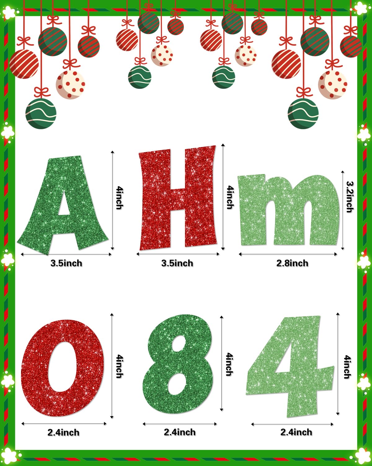 237 Pcs Christmas Glitter Bulletin Board Letters Decorations, Numbers and Punctuation 4 Inch, Alphabet Cut Out Cardboard Letters for Poster Bulletin Board Accessories for Display Decorating Supplies