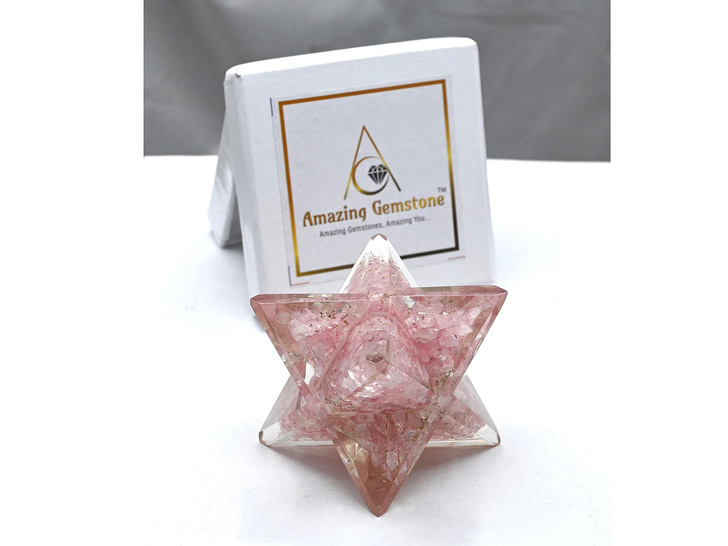 Amazing Gemstone 1 Pcs Rose Quartz Large Crystal Orgone Merkaba Star for Reiki Healing Meditation and Crystal Grid