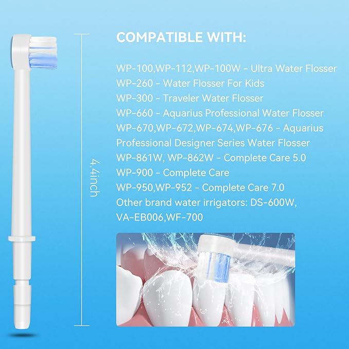 Replacement Tips for Waterpik Aquarius Water Flosser Waterpik Toothbrush Replacement Heads Toothbrush and Oral Irrigators (6 Brush Head Tips)