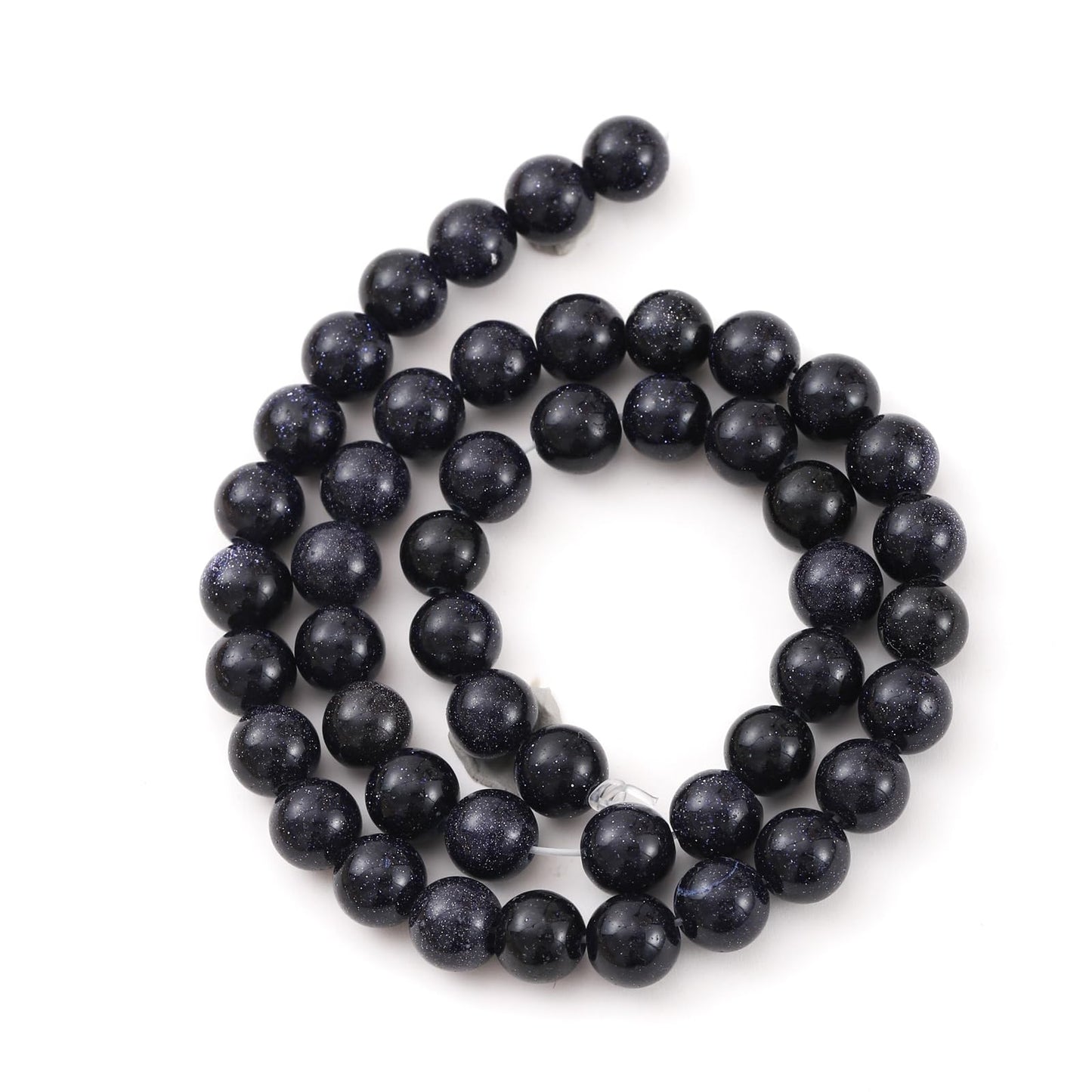 8mm 45pcs DIY Natural Blue Sandstone Stone Beads Round Healing Crystal Gemstone Loose Beads for Jewelry Making Handmade Bracelet Necklace