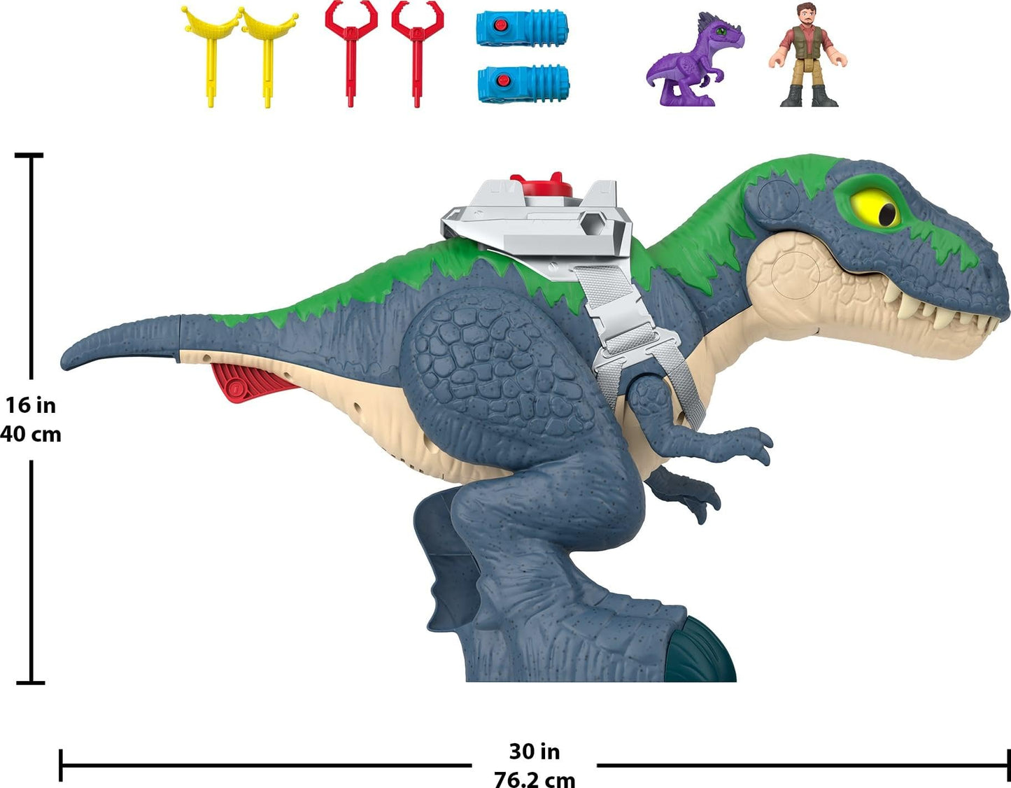 Fisher-Price Imaginext Jurassic World Rebirth Dinosaur Playset, Ultimate Action Chomp T. rex 18-inch Dino Toy with Lights, Sounds, Motion & 2 3-inch Action Figures
