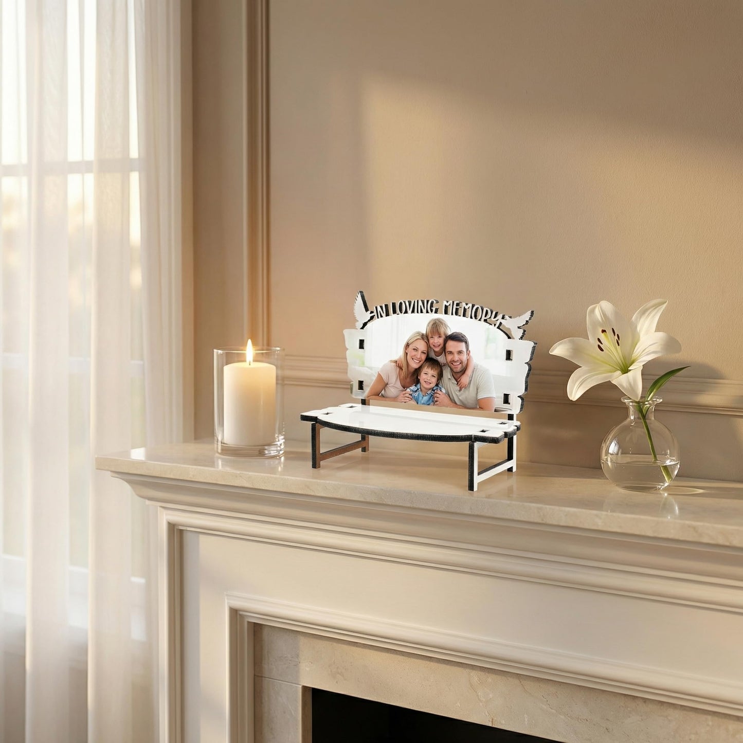 STOBOK 4Pcs Sublimation Bench Blanks, Wooden Photo Frame Ornament Heat Transfer White Bench Shaped Tabletop Display for Memorial Decor and DIY Keepsake Crafts, 7.09 x 11.02 x 5.71 in