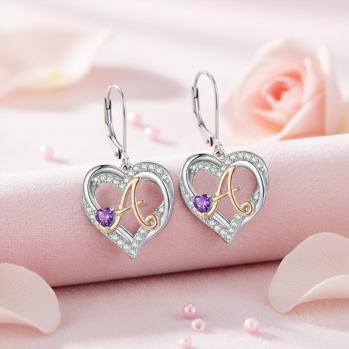 ZPMMPZ Initial Birthstone Earrings Intial Letter Dangle Drop Earrings Birthstone Jewelry Gifts for Women A & March