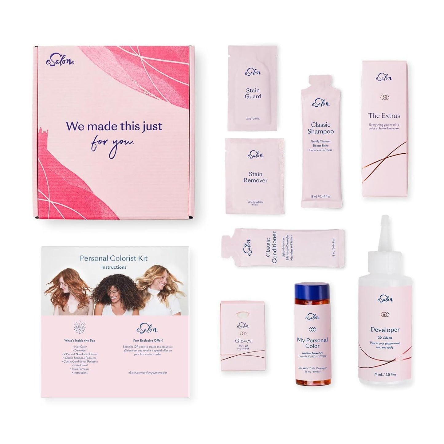 eSalon Permanent Hair Color & Dye Kit - Darkest Brown Red Mahogany - Personal Colorist for Up To 100% Gray Coverage, All Hair Types - Professional-Grade Ammonia-Free