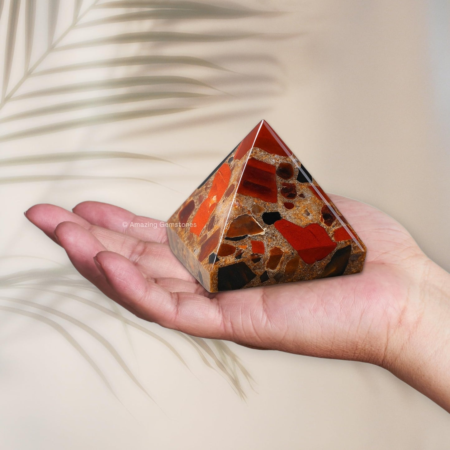 Amazing Gemstone Spotted Jasper Pyramid Crystal Healing Stones - 2" Great Pyramid Figurine of Natural Stone Pyramid for Meditation, Reiki, Chakra Balancing and Crystal Pyramids Grid