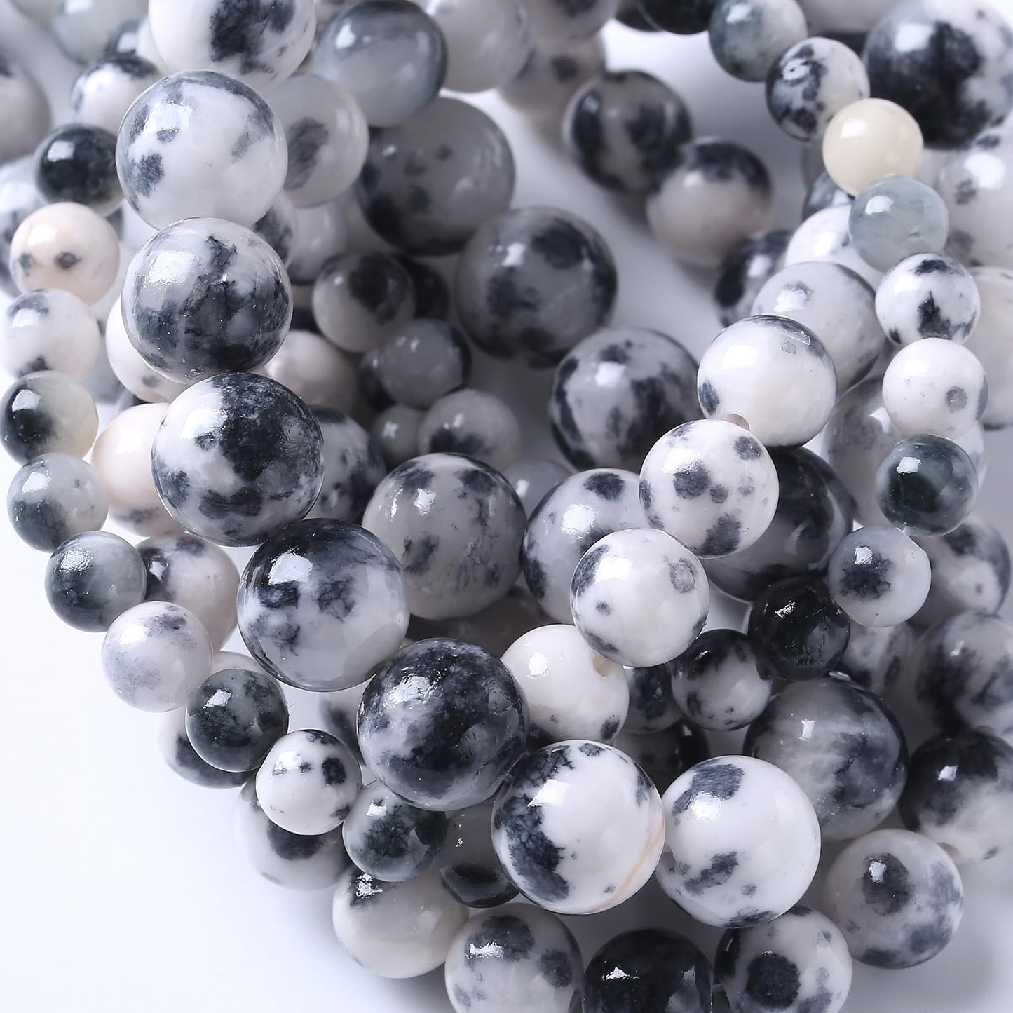 8MM 46PCS Black White Persian Jade Spacer Loose Beads for Jewelry Making DIY Bracelet Necklace