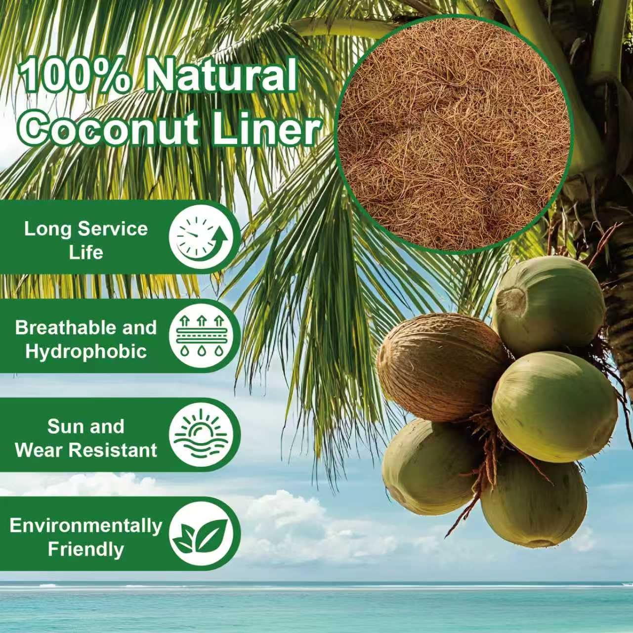 DONGXYTWH 2-Pack 24 Inch Coco Liners for Planters – Trough Coco Liner for Window Box, Fence Flower Baskets | Coco Liners for Hanging Baskets, Planter Box Liner, 24 Inch Coconut Liners for Planters.