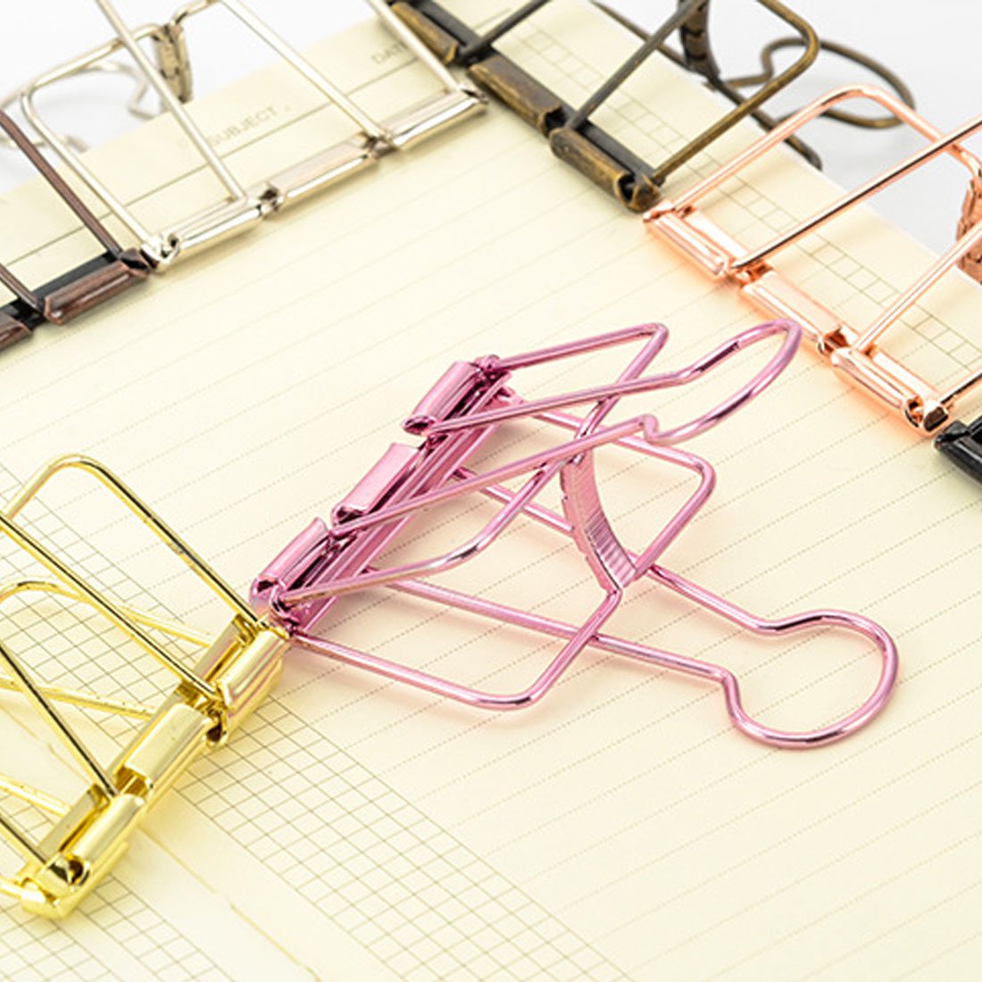 Hollow Out Paper Binder Clip Invoice Bill Clip Office Supplies Pack of 20 (M, Bronze)