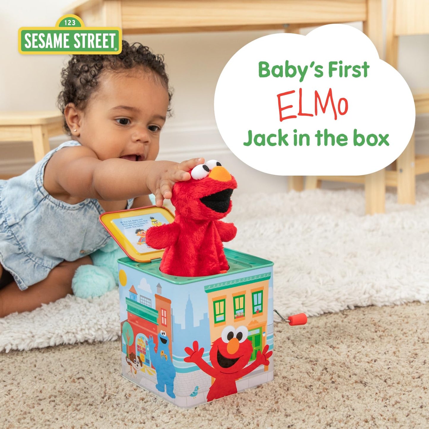 Kids Preferred Sesame Street Jack in the Box - Elmo Plush Toy for Toddlers 1-3, Developmental Toy
