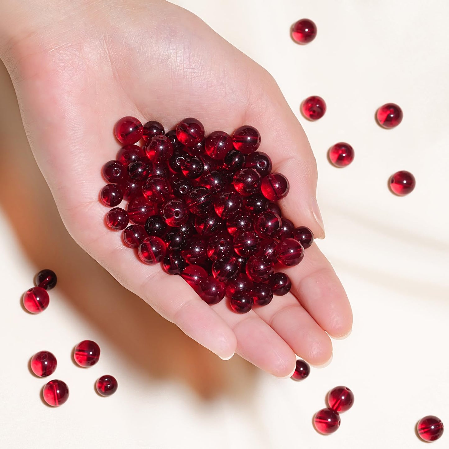 10mm Natural Garnet Red Glass Crystal Gemstone Beads Polished Round Smooth Stone Beads for Bracelets Jewelry Making 15inch Loose Beads
