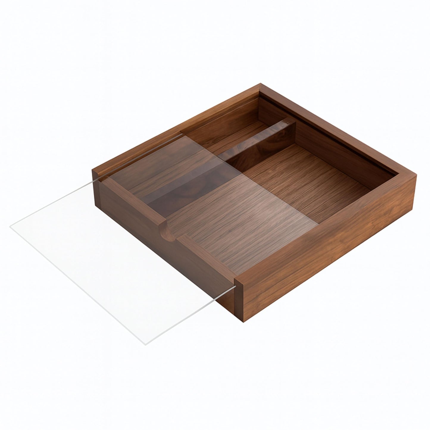 LONMAIX Walnut Wood Keepsake Box with Clear Acrylic Lid, Handmade Storage Box for Jewelry, Photos, Collectibles, Gifts (6.7 x 6.7 x 1.38 Inches)