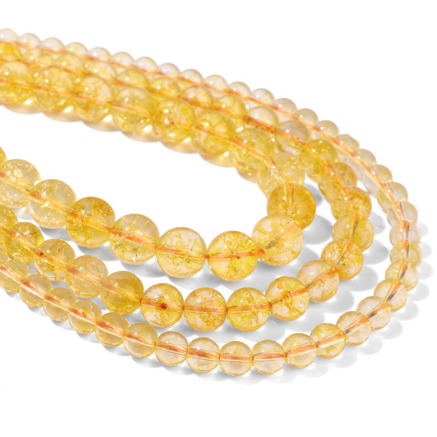 40pcs 10mm Natural Citrine Gemstone Beads Healing Crystal Round Loose Stone Beads for Jewelry Making, Crystal Stone Beads for Bracelets Necklace Earrings Making