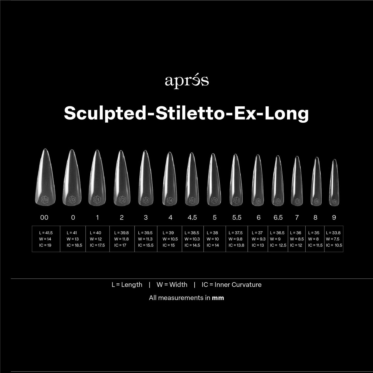 Apres Gel-X® Stiletto Box of Nail Tips | 280 Gel-X Tips, Soft Tips, 14 Sizes 00-9 | Half-sizes Included (Sculpted Stiletto Extra Long, 280 Count)