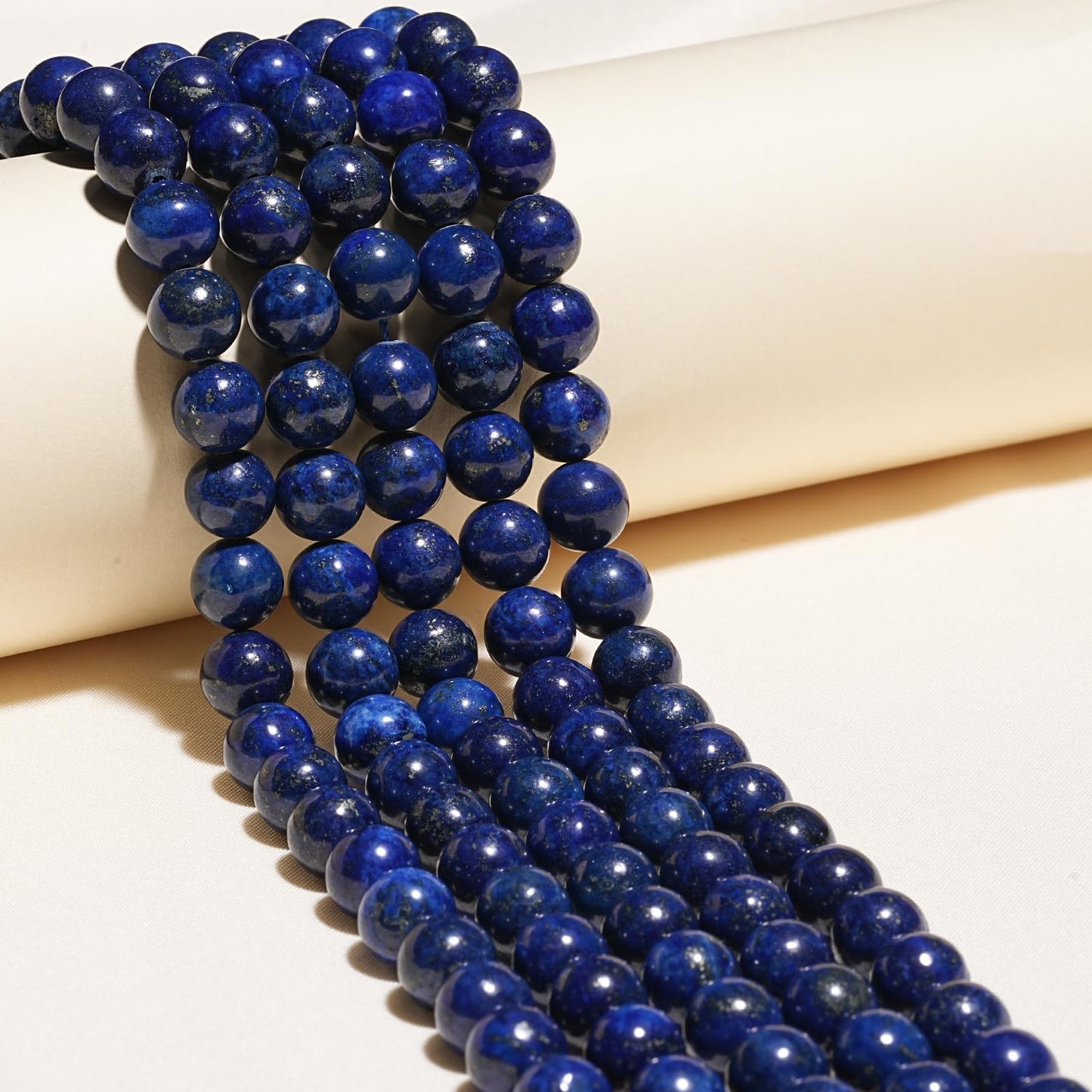 8mm Natural Lapis Lazuli Gemstone Beads Polished Round Smooth Stone Beads for Bracelets Jewelry Making 15inch Loose Beads