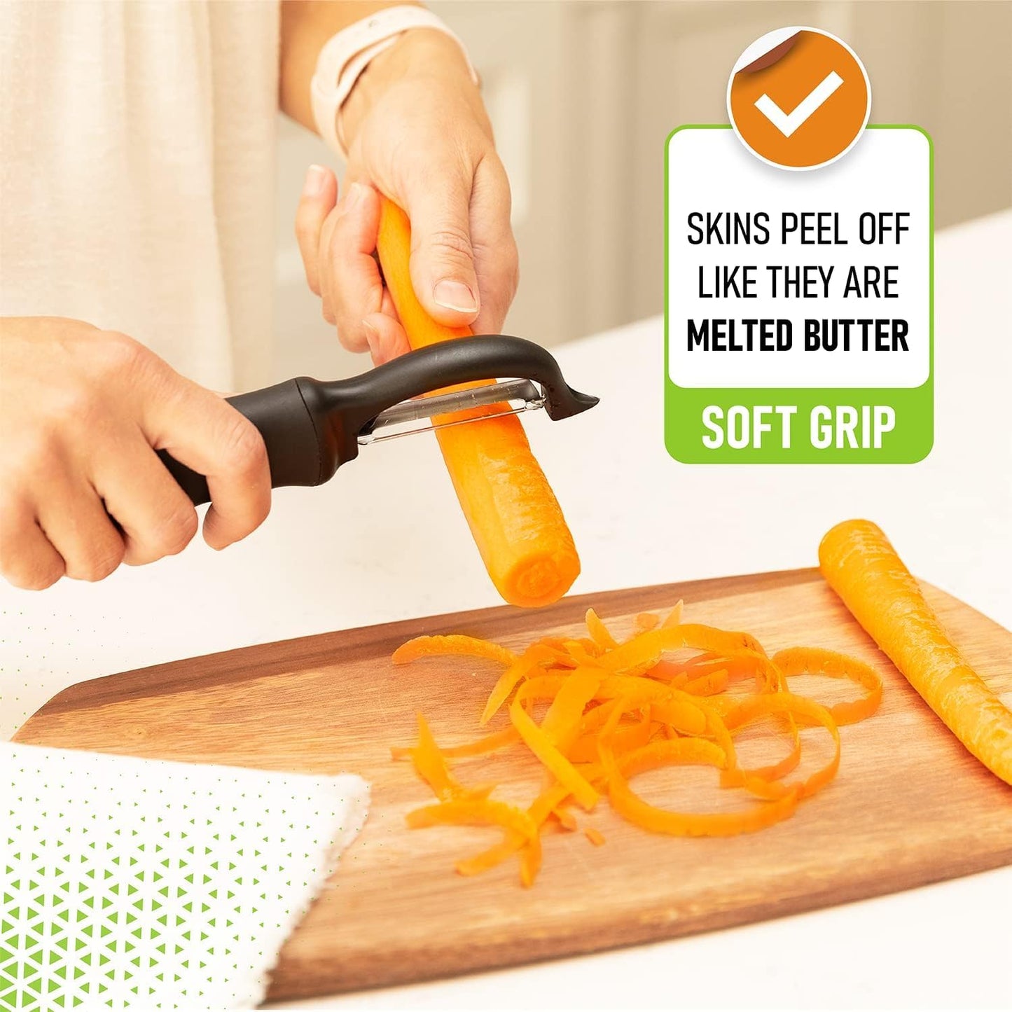Premium Swivel Vegetable Peeler, Soft Grip Handle and Ultra Sharp Stainless Steel Blades - Perfect Kitchen Peeler For Veggie, Fruit, Potato, Carrot, Apple - Pink Lemonade (Black)