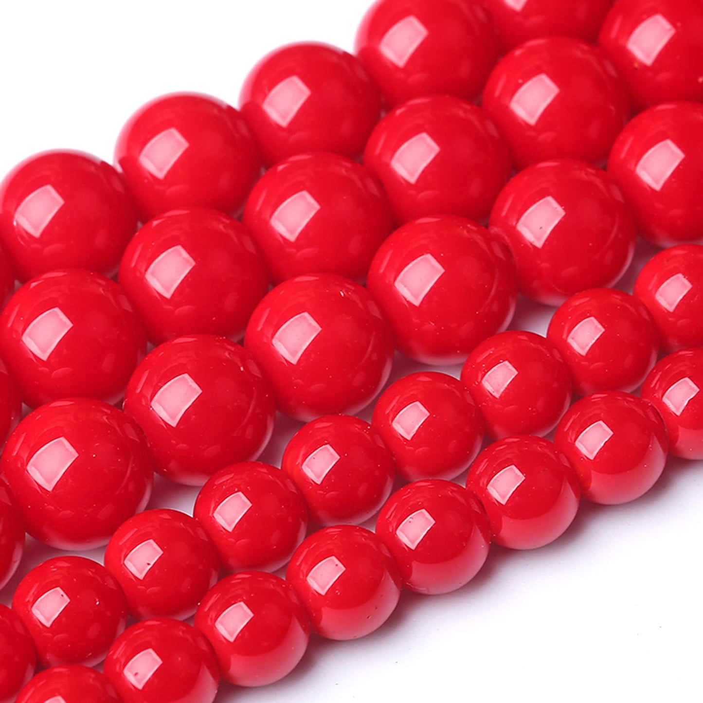 10MM Coral Red Glass Beads Natural Stone Crystal Energy Round Loose Beads for Jewelry Making Bracelet 72pcs 2 Strands 32"