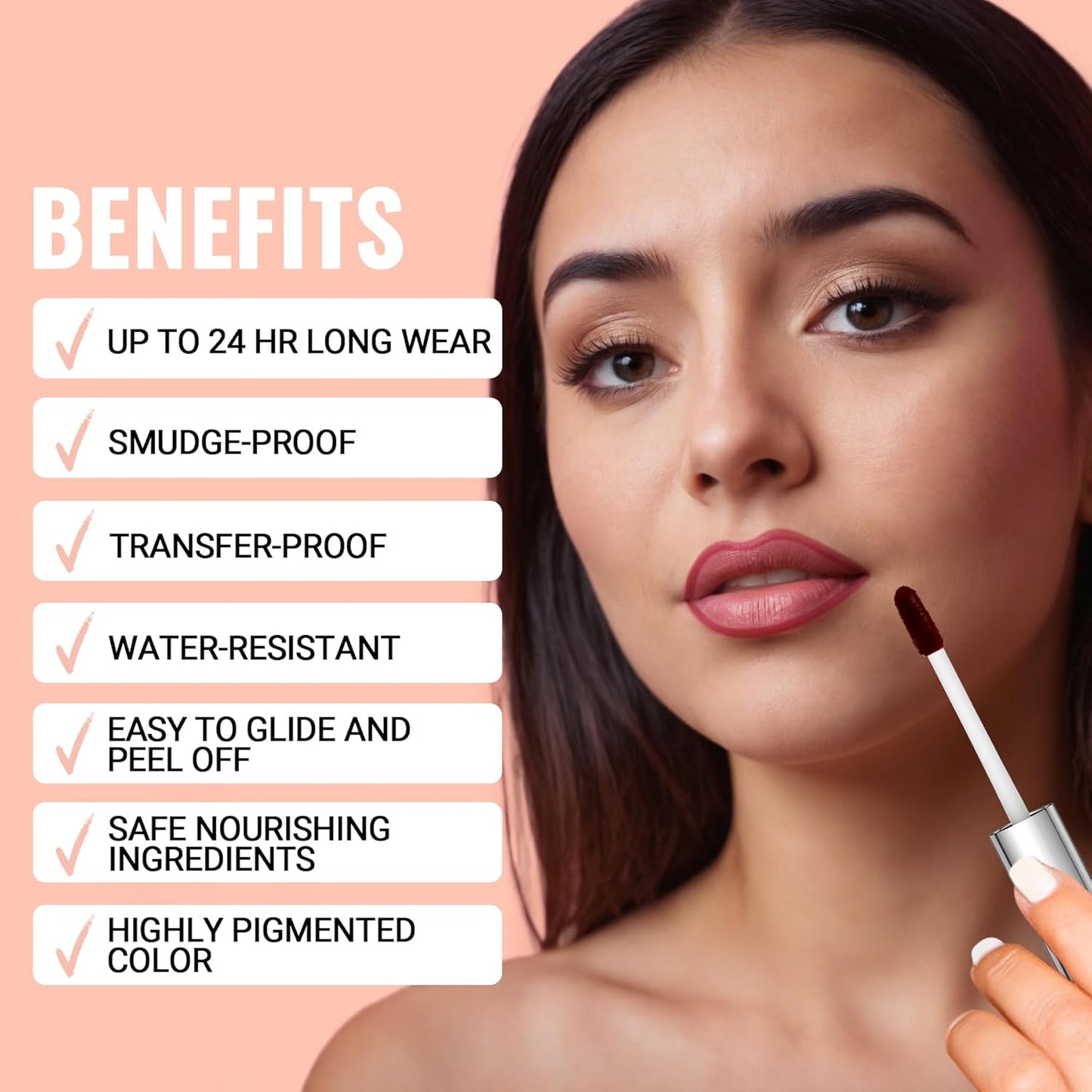 iMethod Lip Stain - Lip Liner Stain, Lip Stain Peel Off with Tweezer, Long Lasting Natural, Waterproof, Easy to Use, Stay On All Day, PLUMPED
