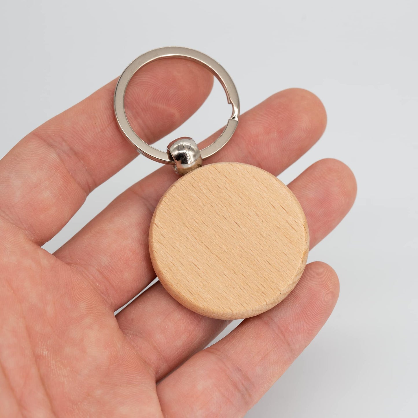 TFoRibbon 50 Pcs Wood Engraving Blanks Wooden Blank Keychains (Round) TFoRibbon00057