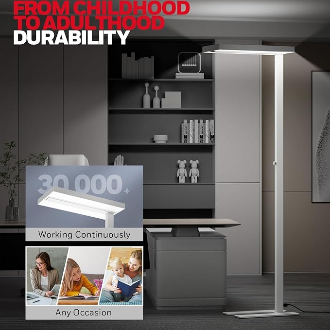 Honeywell LED Floor Lamp Modern - 02E GEN Sunturalux Eye Caring Tall Standing Light, 8000LM 4000K Natural Daylight Dimmable Reading Lampara for Home Office Living Room Bedroom