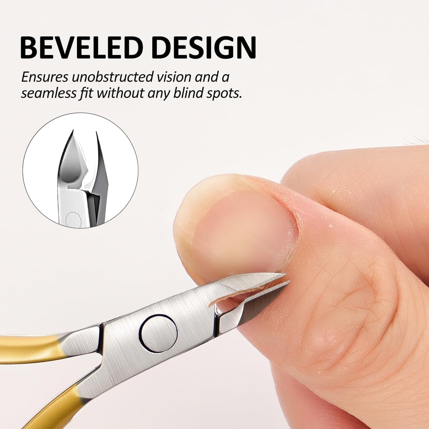 Cmetta Cuticle Nipper, Polished Coated Durable Trimmer with Pusher, Nail Clipper with Fine Edge, Comfort Grip Cuticle Cutter and Remover Tool Kit for Nail Care (Yellow+ Blue+ Pusher)