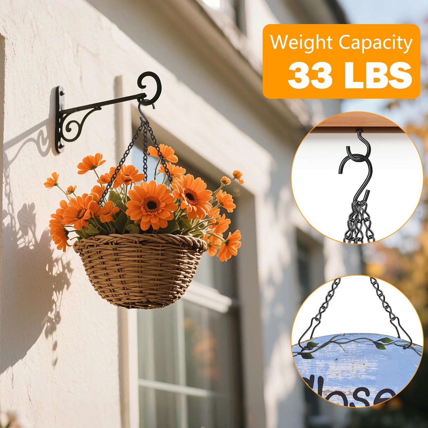 Layboks 79 Inch Black Hanging Baskets Chains - Adjustable Length, Small Hanging Chain with A Great Assortment of Hooks and Pliers for Hanging Bird Feeders,Planters, Billboards,DIY