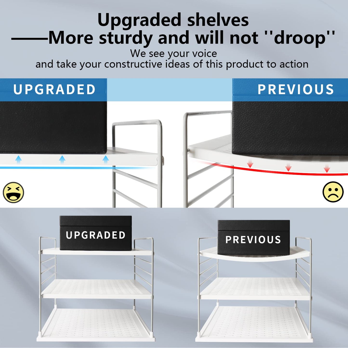 WANCHIY Upgraded Cabinet Organizers - Divided Compartment Holder for Plastic Bag, Wrap, Foil, Snack and Box - Kitchen Organization Under Sink Storage Suitable