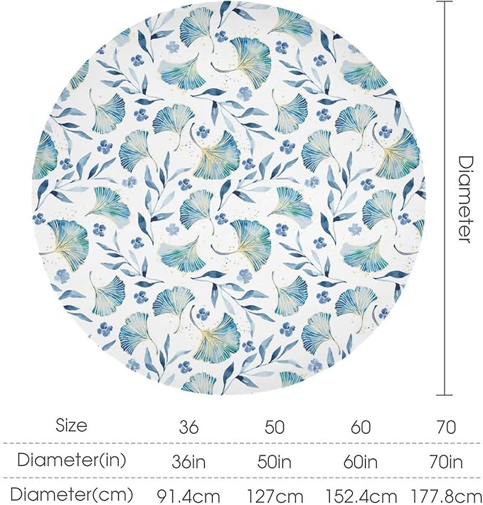 YCness Autumn Maple Leaves Tablecloth, Thanksgiving Autumn Harvest Watercolor Ginkgo Biloba Leaves Table Cover for Party Picnic Dinner Decor 50x50 Inch Round
