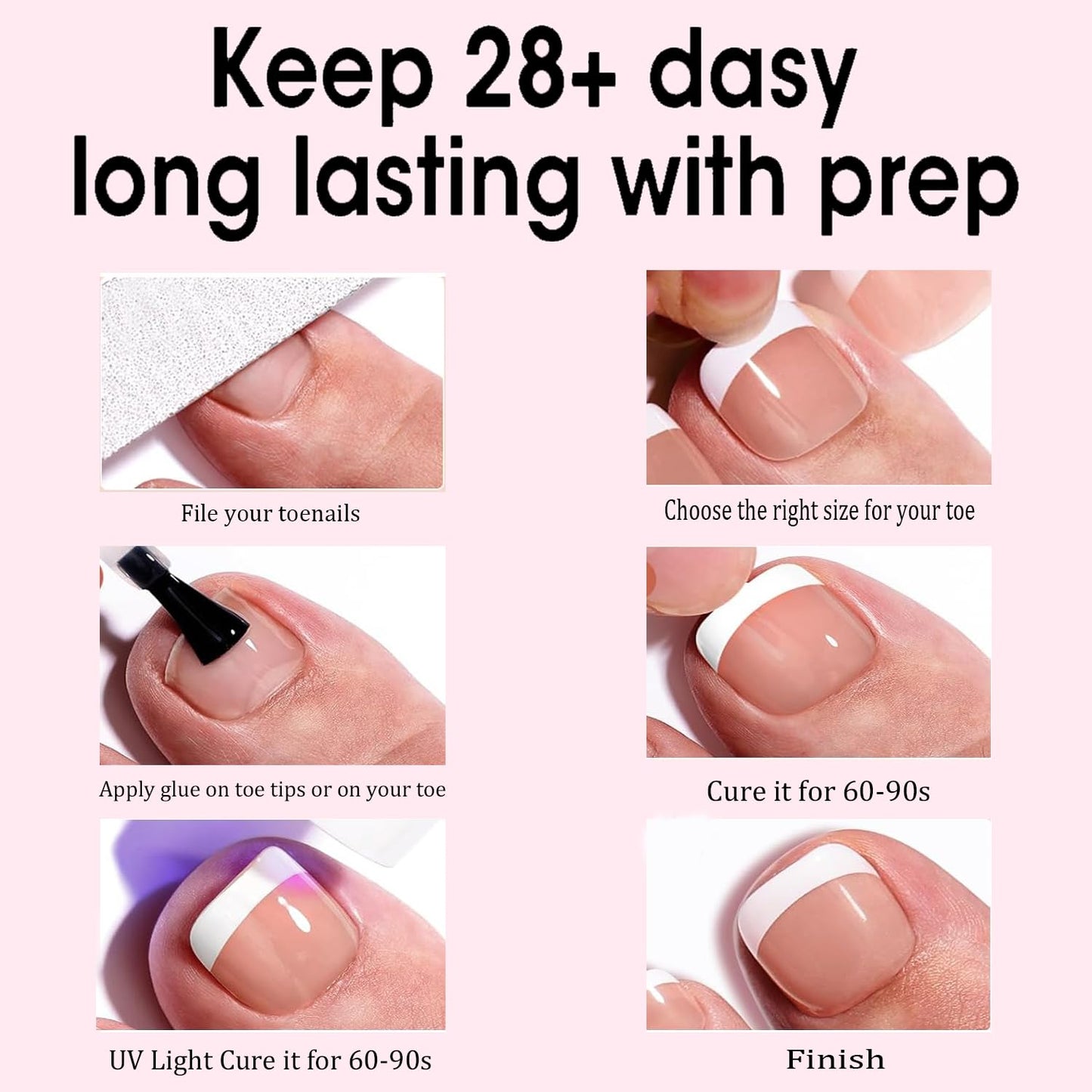 Dsixnails Brown Toe Nail Tips, 216pcs Short Press on Toenails for Women, Soft Toe Nail Press Ons, Square French Tip Toe Press on nails, Soak Off Acrylic Full Cover Fake Toenails Extension in 12Sizes