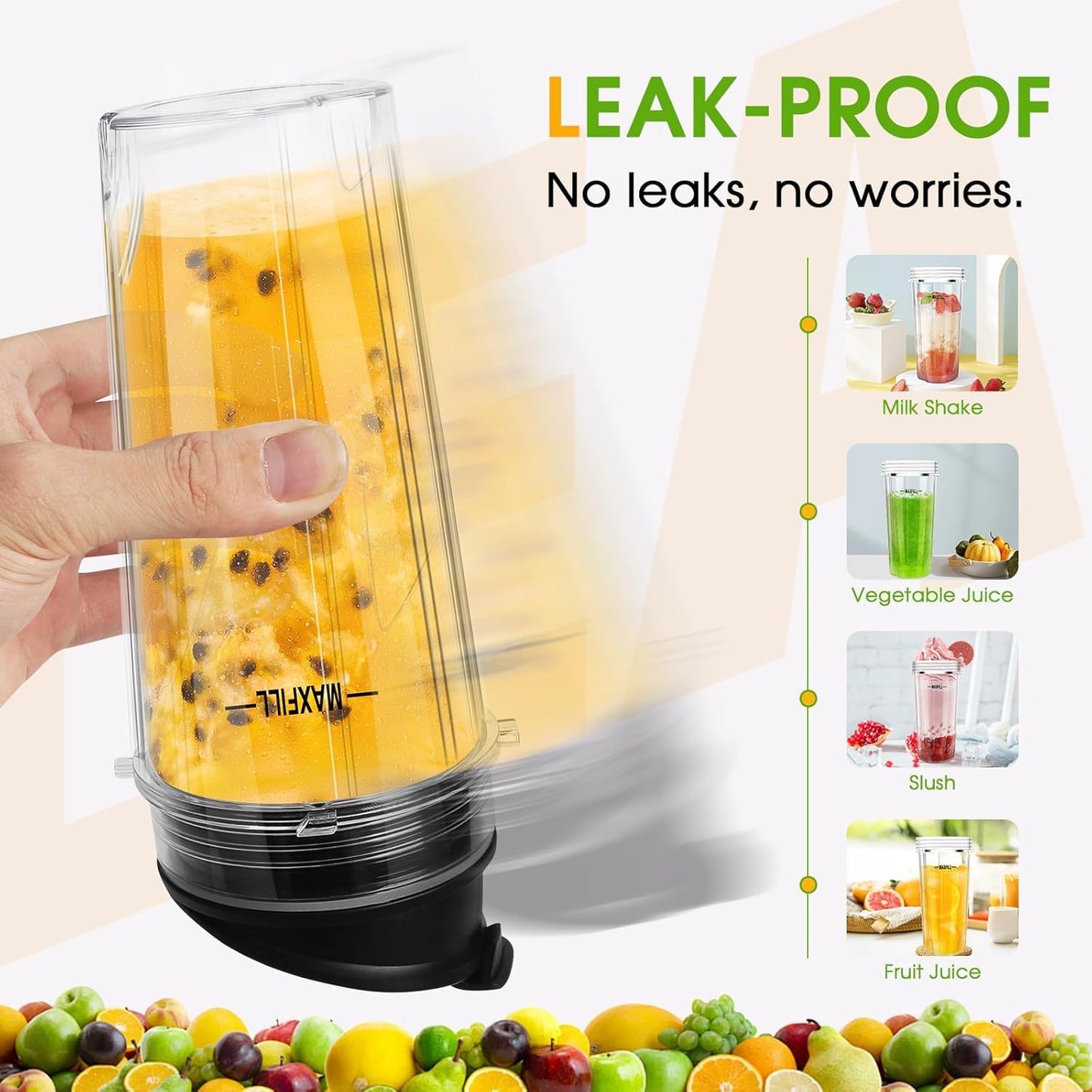 Blender 16oz Cups Replacement for Ninja - 3 Pack Ninja Blender Cups with Lids, Compatible with Ninja QB3001SS, BL770, BL780, BL660, BL740, BL810, Nutri Ninja Series Blenders