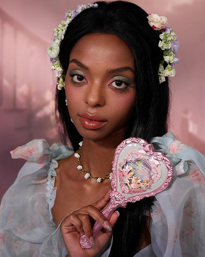 Flower Knows [Gift] Hand Mirror,Buy 5 Cosmetics,Get 1 Midsummer Fairytales Green Hand Mirror,Vintage Heart Handheld Mirror,Fancy Princess Mirror with Long Handle,Gift for Girls & Women(Tea Menthe)