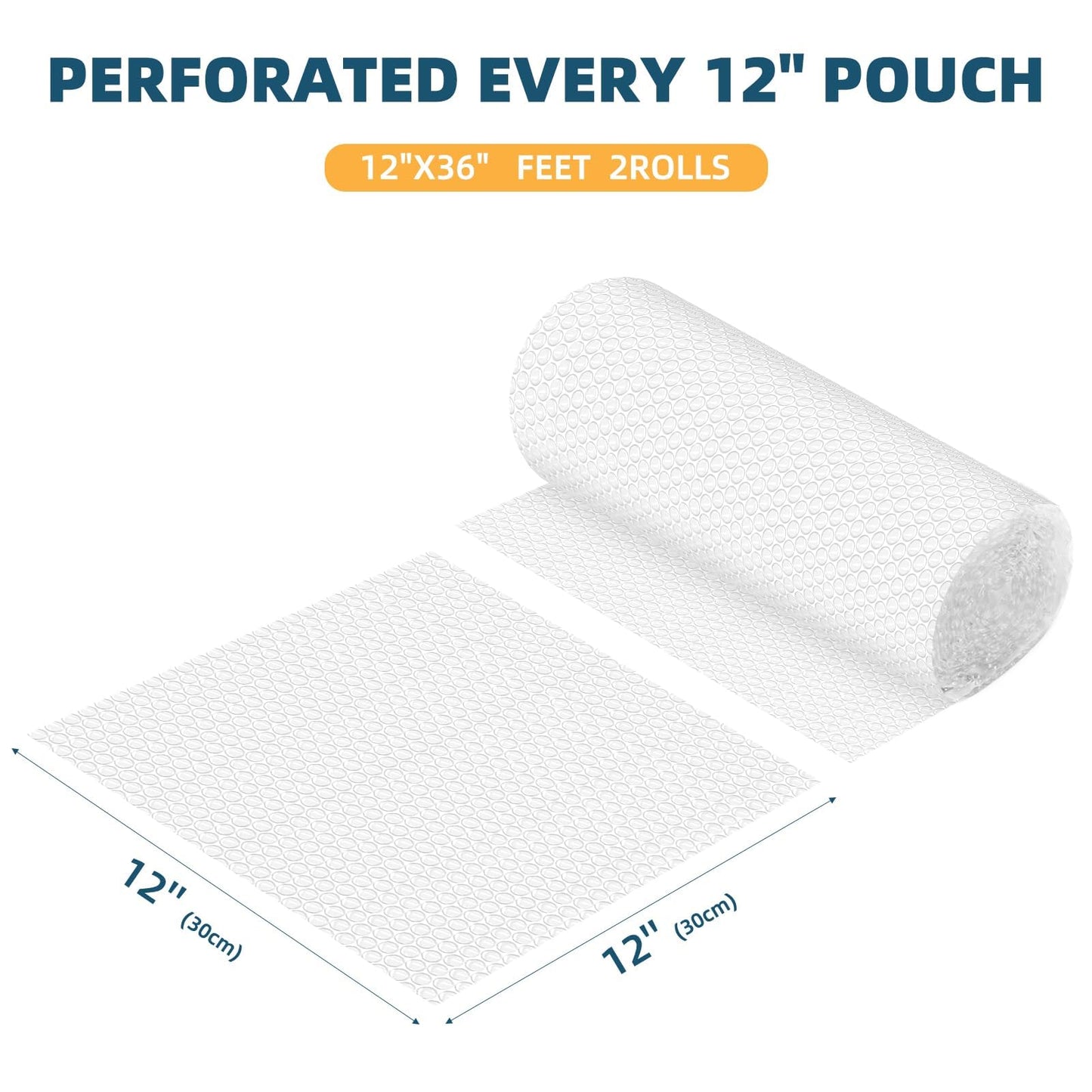 Metronic Bubble Cushioning Wrap 2 Pack 12 Inch x 72ft Total, Dense Bubble Packing Air Wrap Clear Bubble Packing Roll for Shipping and Moving Supplies, Perforated Every 12" (Made in USA)