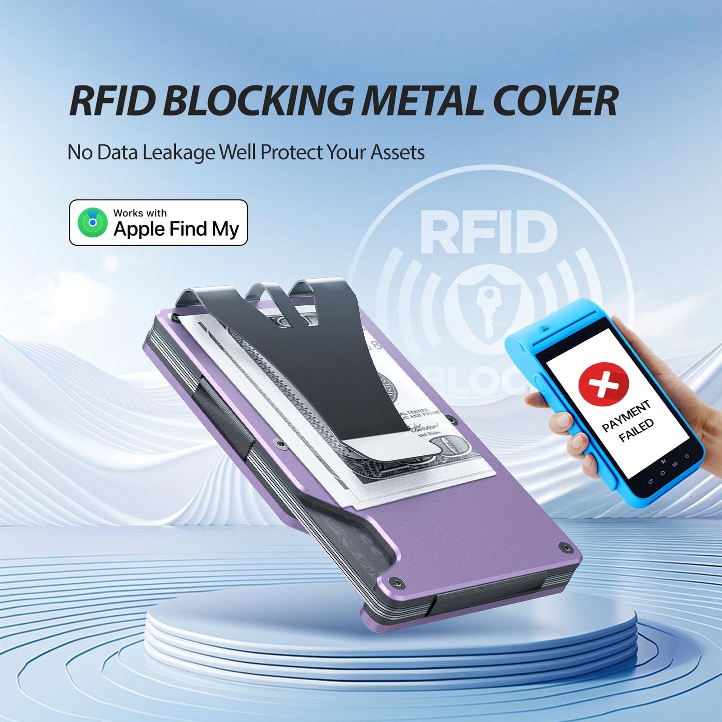 Air Wallet for women, Built-in Tracker Slim Wallet, Smart Wallet with Money Clip, Compatible with FindMy Network(iOS Only), Anti-Theft Card Holder, *Gift for Women (Tracker Wallet, Macaron purple)