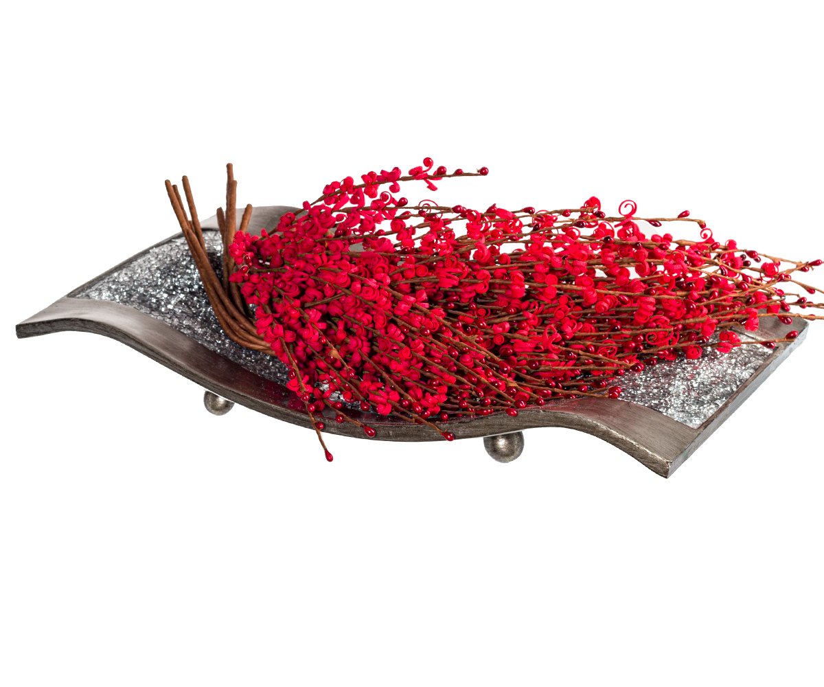 Creative Scents Schonwerk Silver Centerpiece for Dining Room - Crackled Mosaic Design Decorative Tray - Home Decor - Coffee Table Decorations Centerpiece for Dining/Living Room - Great Gift Idea