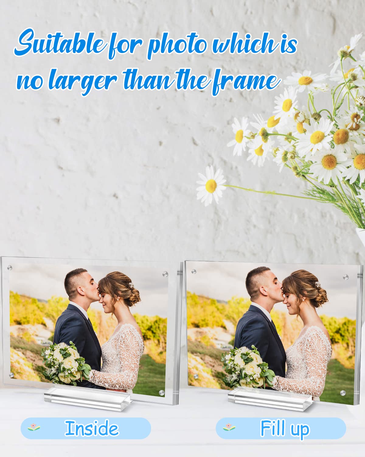 JUOIFIP 10 Pack Acrylic Picture Frame 5×7 Clear Double Sided Magnetic Photo Frame - Frameless Baby Friend Family Picture Desktop Display with Support Stand and Gift Boxes