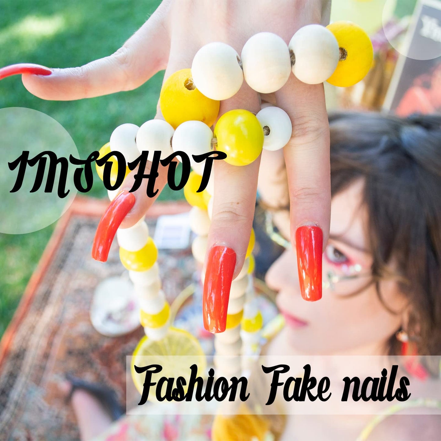 IMSOHOT Press on Nails Short Square Fake Nails Black French False Nails Artificial Full Cover Silver Bow Glue on Nails for Women Nail Decoration